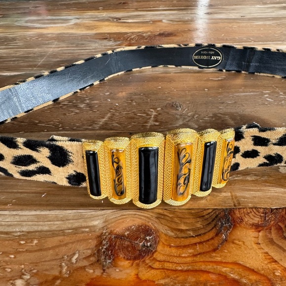 Vintage belt leopard belt cheetah belt Gay Boyer adjustable jeweled belt main image 8